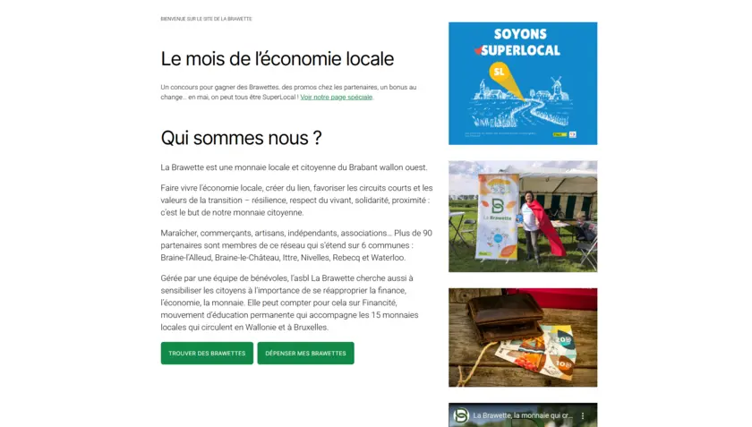 Page du menu de Resto